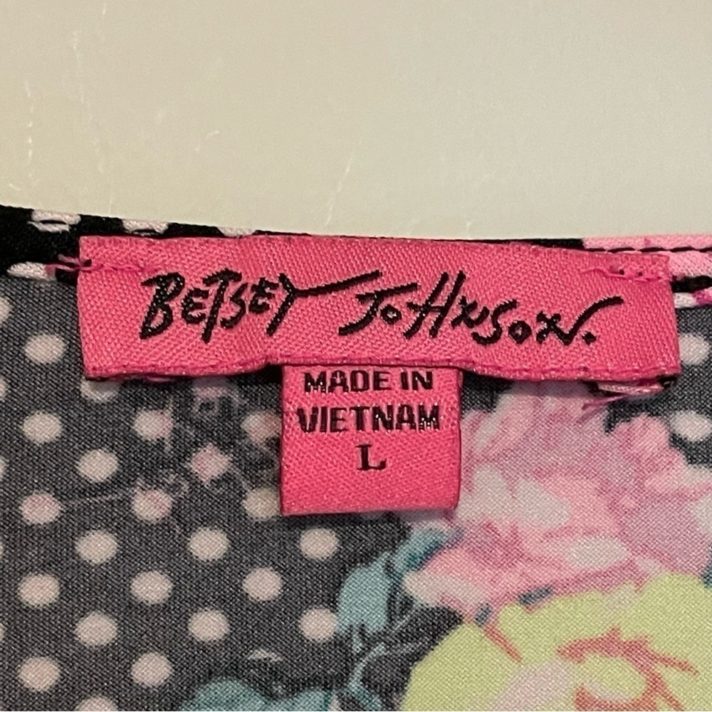 Betsey Johnson Polka Dot Floral Princess Cut Top - Picture 6 of 7